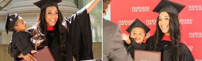 Mãe solteira se forma em Harvard com seu bebê nos braços