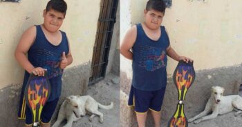 Menino de 9 anos colocou seu skate à venda para salvar a vida de um cãozinho de rua