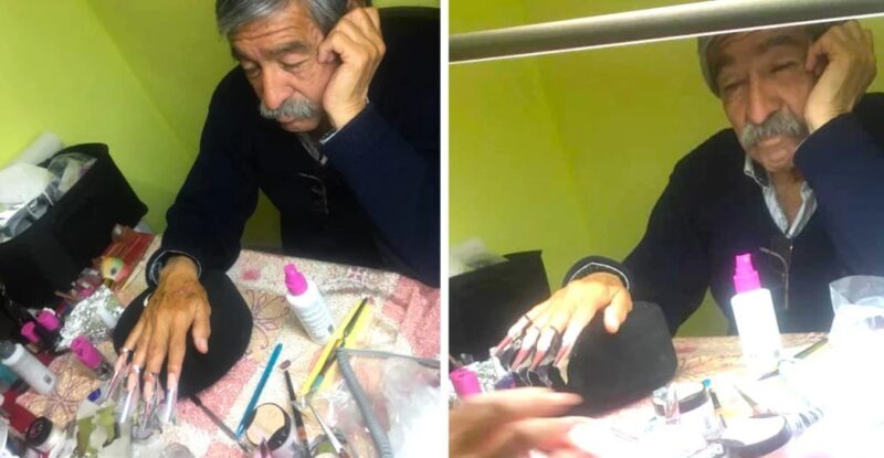 Papai aceita ser modelo de unhas para ajudar sua filha a passar em prova de manicure
