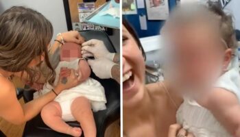 “Minha filha estava feliz”: Mãe é criticada por levar a filha de seis meses pra furar as orelhas