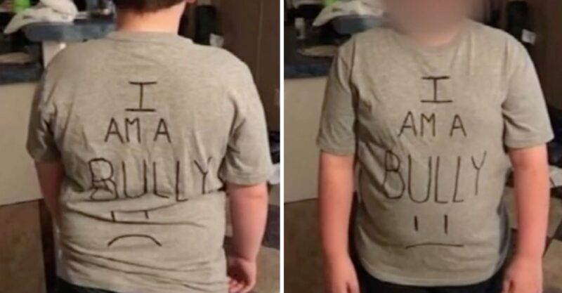 Mãe descobre que o filho está praticando Bullying e o pune. Ela fez uma camisa para fazê-lo se arrepender