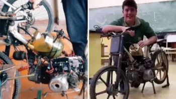 Garoto de 18 anos constrói moto que funciona com água salgada