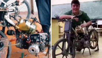 Garoto de 18 anos constrói moto que funciona com água salgada