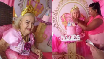 Vovó realiza sonho ao ganhar festa temática de princesa em seu aniversário de 90 anos