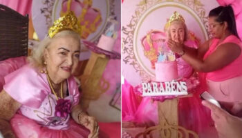 Vovó realiza sonho ao ganhar festa temática de princesa em seu aniversário de 90 anos