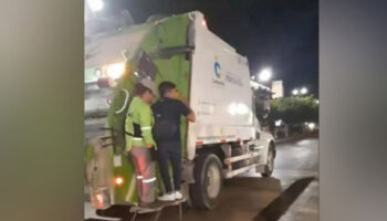Caminhão de lixo dá carona para jovem que não conseguiu pegar táxi de madrugada