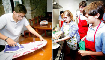 Escola ensina seus alunos a passar roupa e cozinhar para prepará-los para o futuro