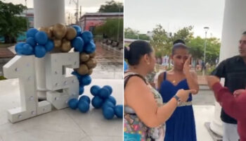 VÍDEO: Sem dinheiro, mãe comemora 15 anos da filha em parque público