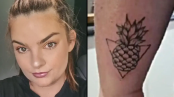 Mulher se arrepende de fazer tatuagem de abacaxi de cabeça para baixo após descobrir o significado