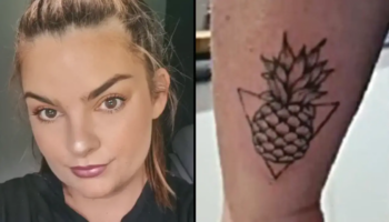 Mulher se arrepende de fazer tatuagem de abacaxi de cabeça para baixo após descobrir o significado
